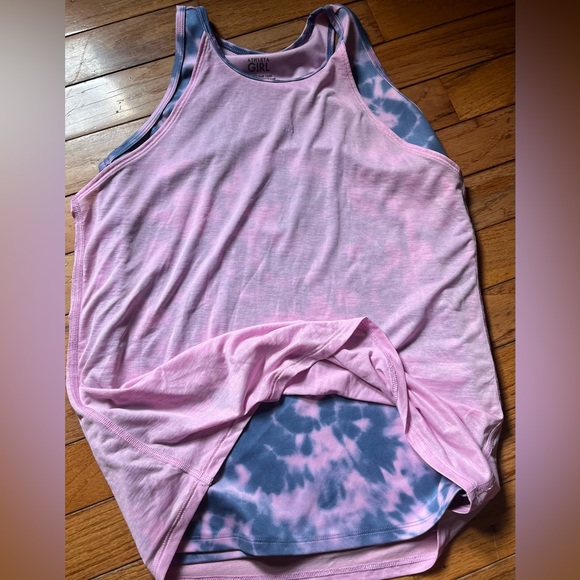 Athleta Girl “Run the World” Purple/Blue/Pink Tie-Dye Tank Top Girls 14 XL - Picture 1 of 14